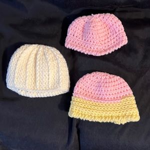 Handcrafted set of three crocheted hats